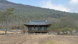 돌담 너머로 보이는 농암종택 명농당 전경