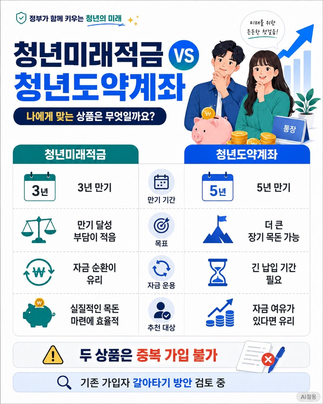 청년미래적금 총정리┃청년도약계좌 비교, 가입 조건 및 혜택 가이드 청년미래적금과 청년도약계좌 비교