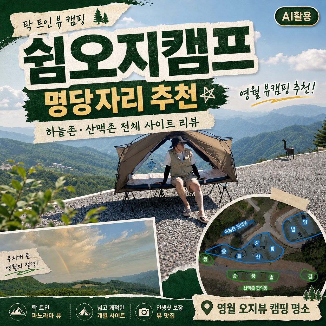 쉼오지캠프 전체 사이트 리뷰|하늘존·산맥존 명당자리 추천 - 1