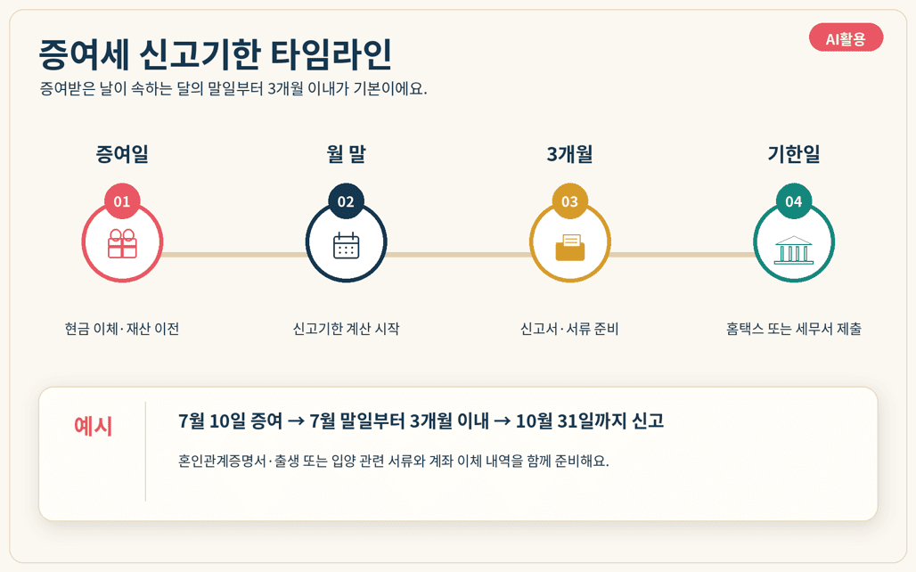 증여세 신고기한 계산과 준비서류 타임라인