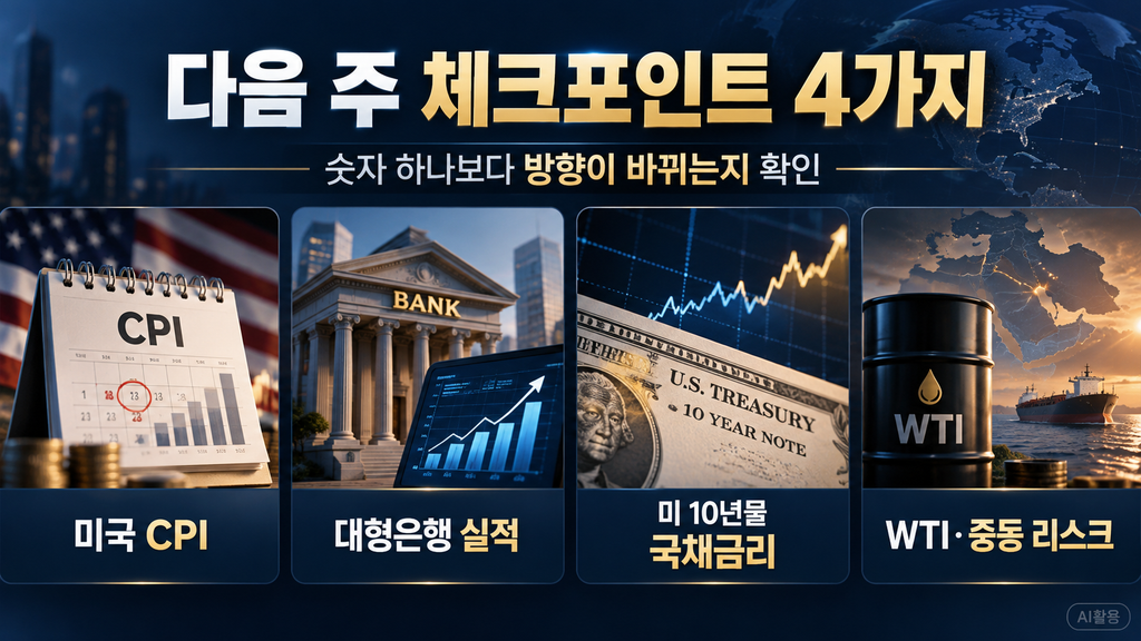 주간 증시 분석┃코스피 -5.39%·S&P500 +1.15%, 시장이 엇갈린 이유 미국 CPI, 대형은행 실적, 10년물 국채금리, WTI를 정리한 다음 주 체크포인트