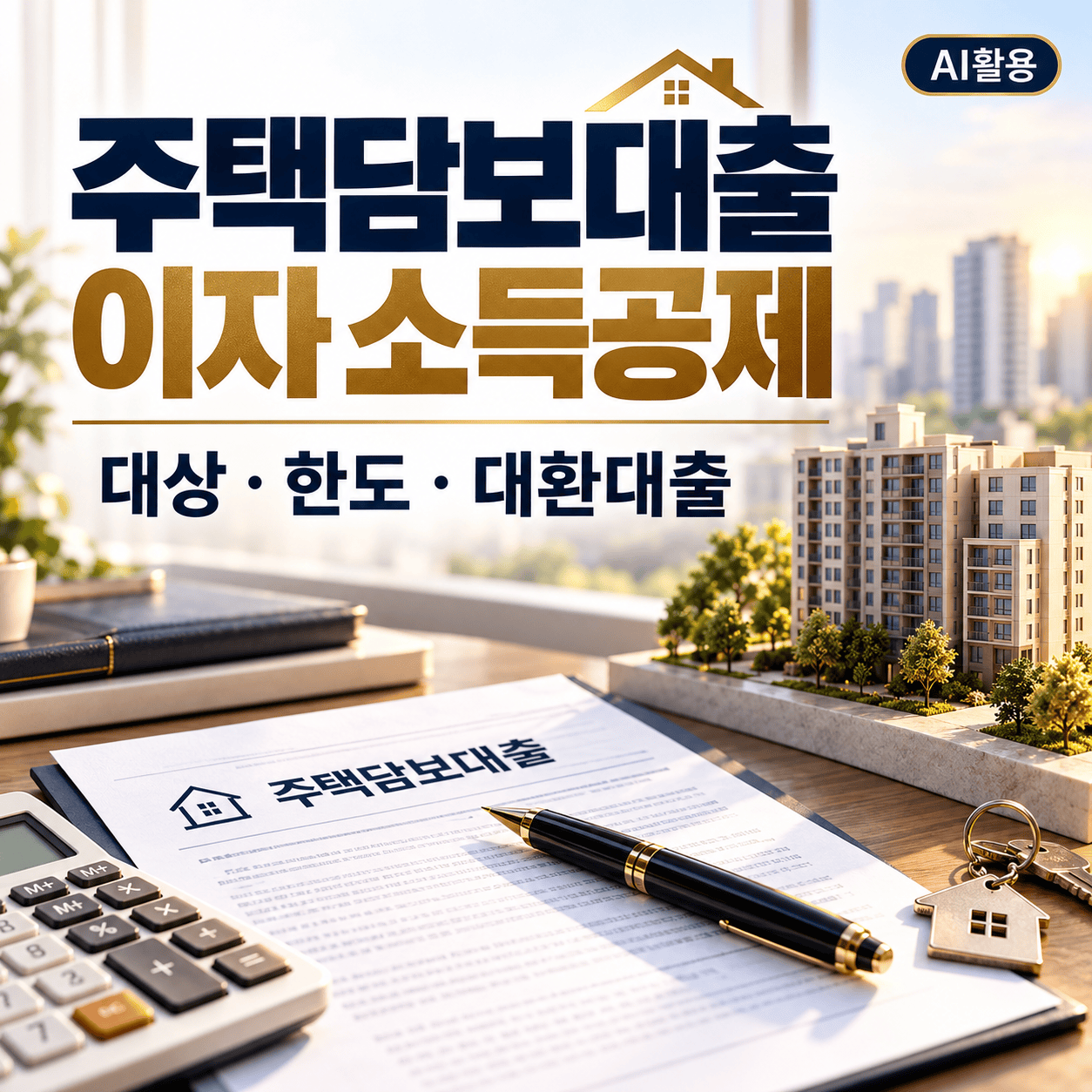 주택담보대출 이자 소득공제 대상과 공제한도, 대환대출을 안내하는 대표 이미지